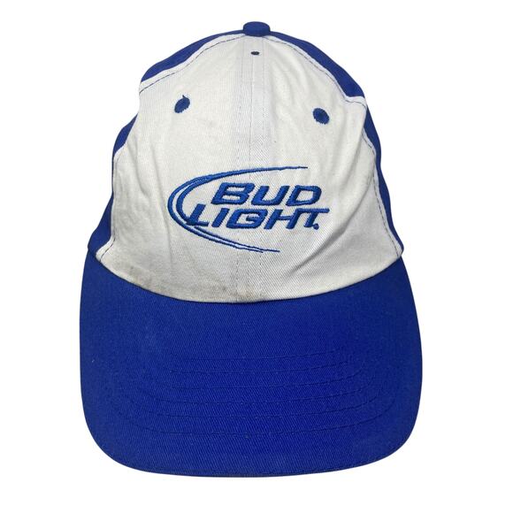 Bud Light Baseball Hat Mens One Size Blue White Spell Out Adjustable - Picture 9 of 9